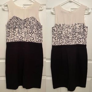 LOFT Sweetheart print black & white sleeveless dress